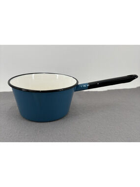 Blue & White Graniteware Pot Cooking Pan Made Poland 16 Kitchen Vintage